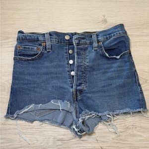 Levi Denim Blue Women's Distressed Shorts
